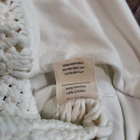 Flook the Label Free People White Crochet Macrame Fringe Mini Maxi Skirt Size M. - Picture 12 of 15